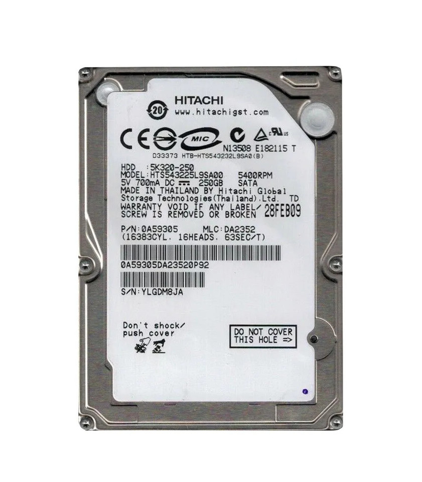 0A59305 - Hitachi 250GB 5400RPM SATA 2.5" HDD