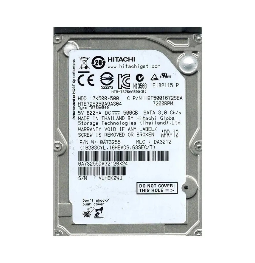 0A73255 - Hitachi 160GB 7200RPM SATA 3Gb/s 2.5" HDD
