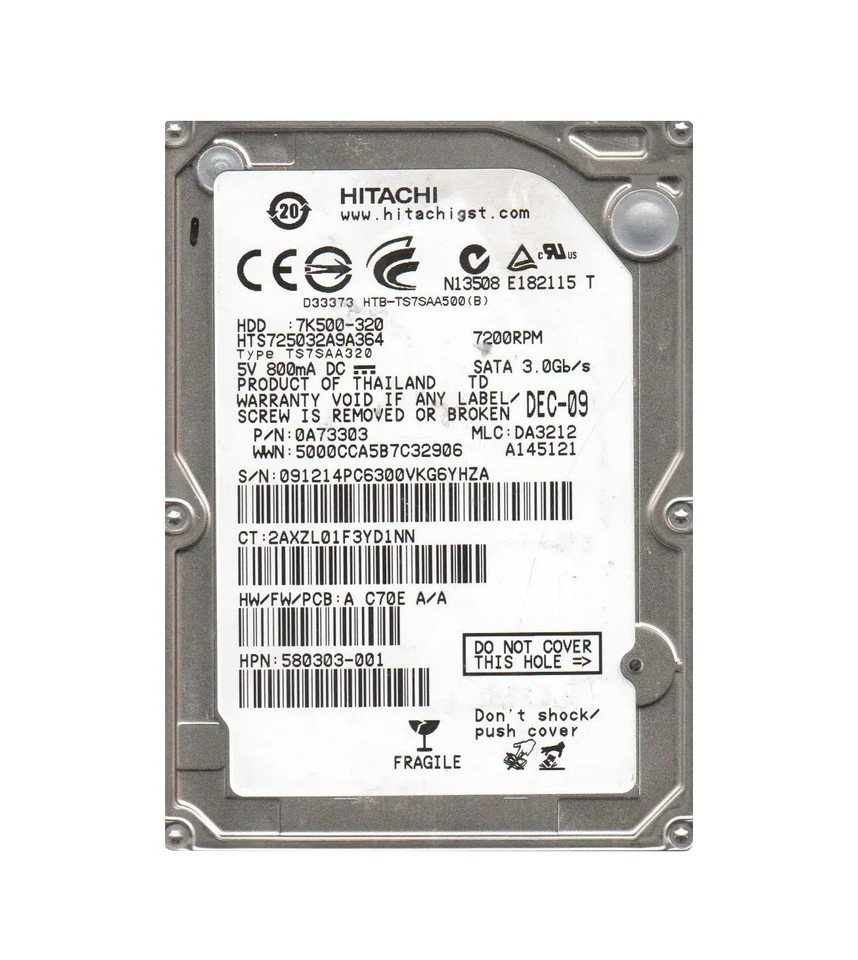 0A73303 - Hitachi 320GB 7200RPM SATA 3Gb/s 2.5" HDD