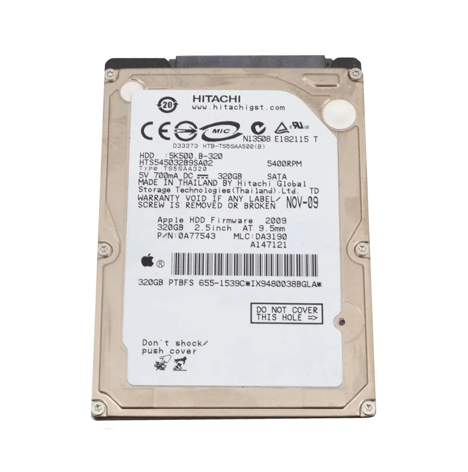 0A77543 - Hitachi 320GB 5400RPM SATA 8MB 2.5" HDD