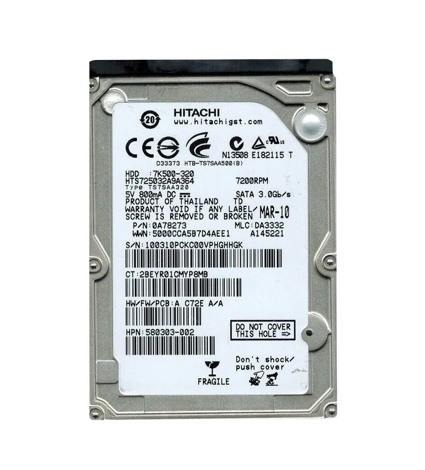 0A78273 - Hitachi 320GB 7200RPM SATA 3Gb/s 2.5" HDD