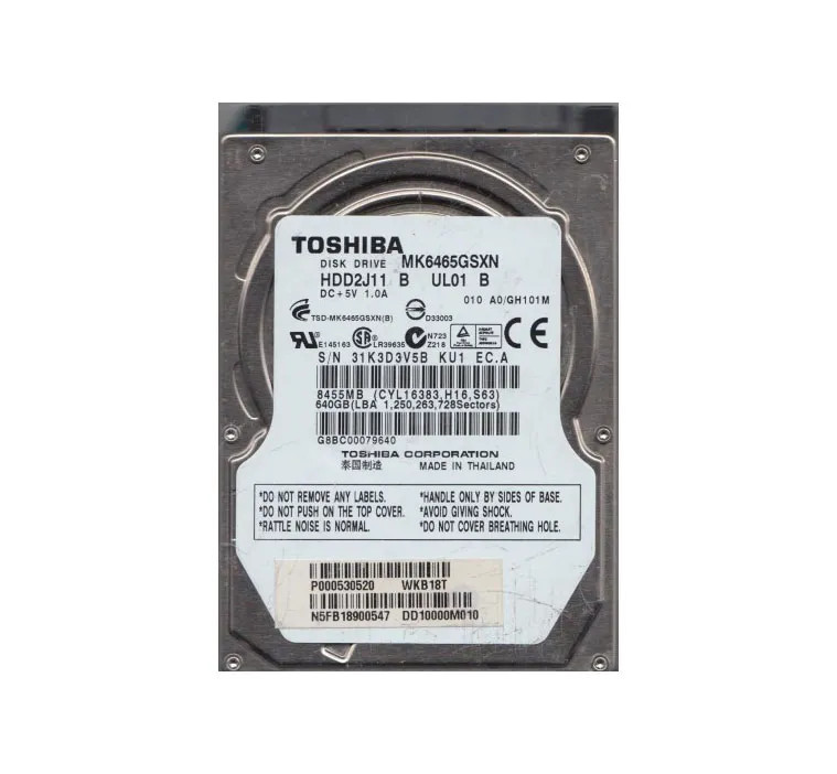 P000530520 - TOSHIBA 640GB 5400RPM SATA 8MB 2.5" HDD