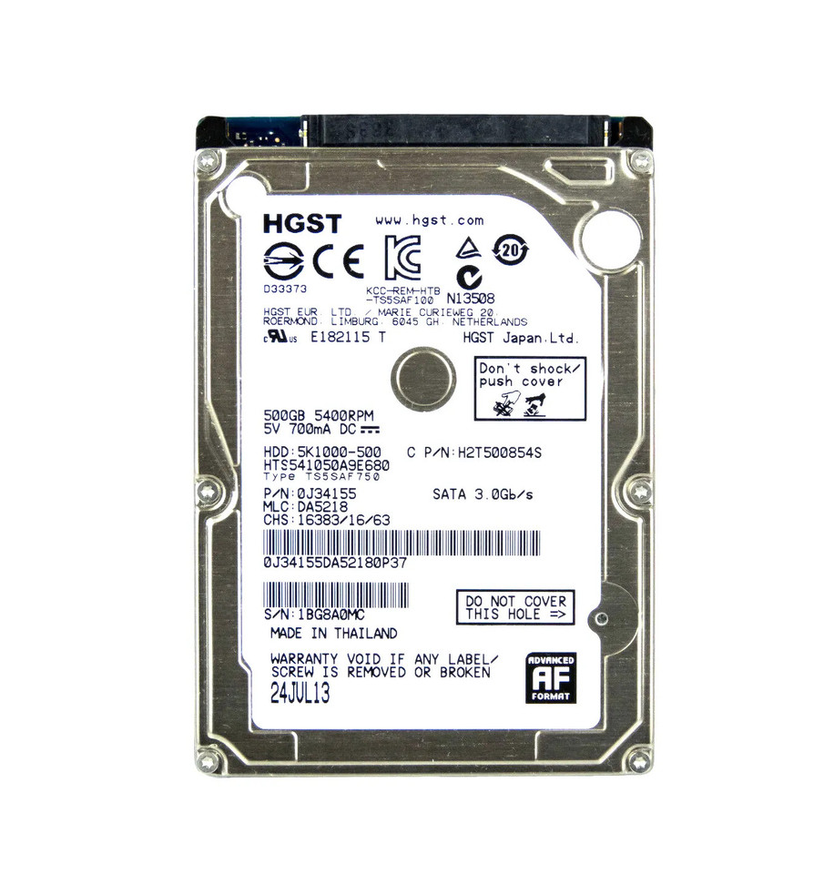 HTS541050A9E680 - HGST 500GB 5400RPM SATA 6Gb/s 2.5" HDD