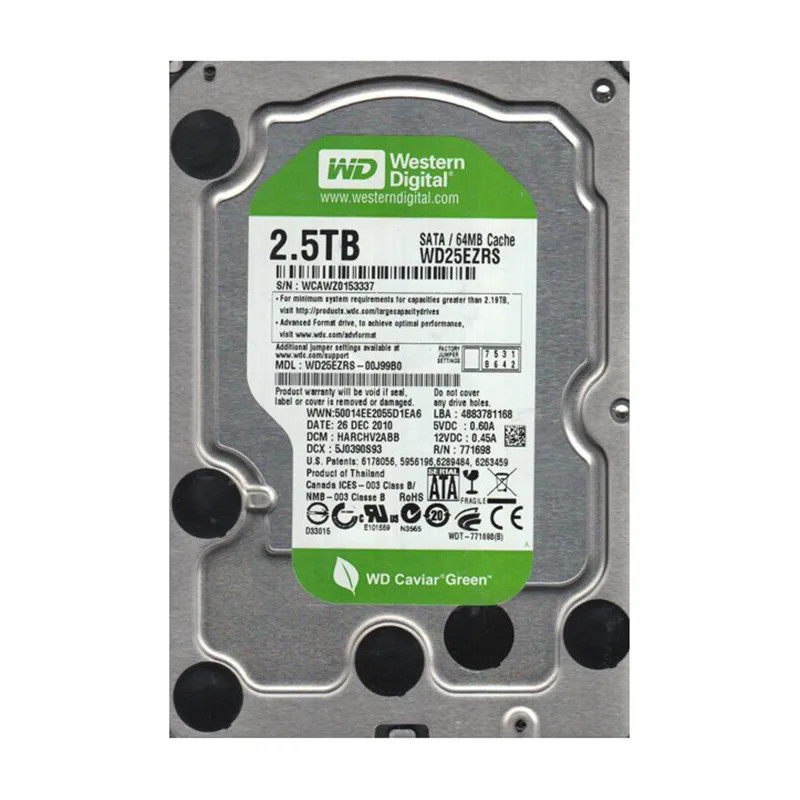 WD25EZRS-00J99B0 - Western Digital 2.5TB 5400RPM SATA 3Gb/s 64MB 3.5" HDD