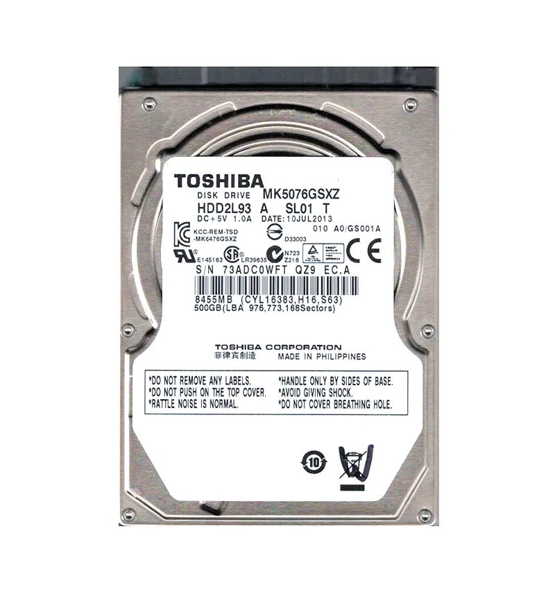 MK5076GSXZ - TOSHIBA 500GB 5400RPM SATA 2.5" HDD
