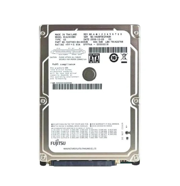 MJA2400BH - Fujitsu 400GB 5400RPM SATA 3Gb/s 2.5" HDD