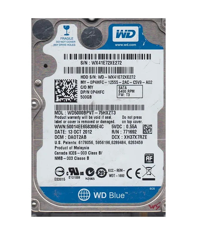 WD5000BPVT-75HXZT3 - Western Digital Scorpio Blue 500GB 5400RPM Hard Drive