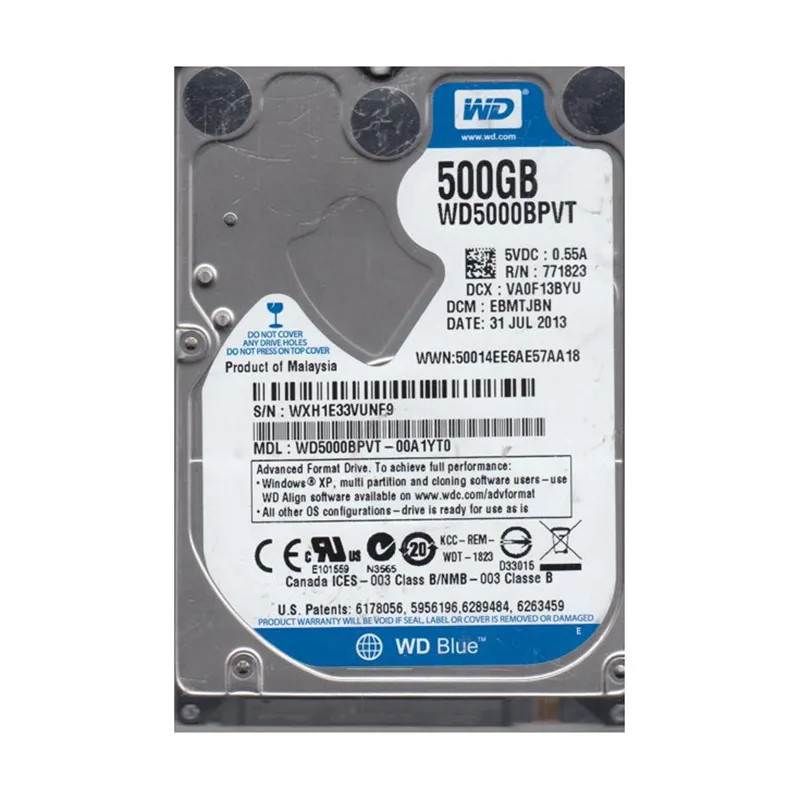 WD5000BPVT-00A1YT0 - Western Digital 500GB 5400RPM SATA 8MB 2.5" HDD