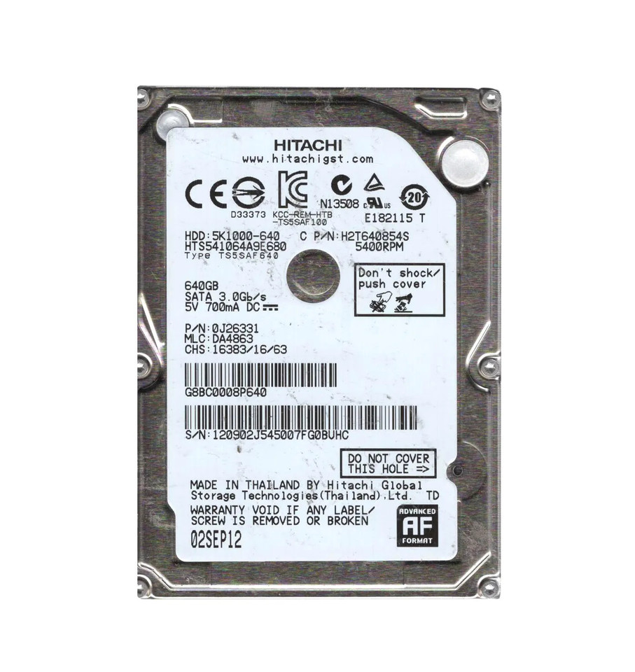 HTS541064A9E680 - HGST 640GB 5400RPM SATA 6Gb/s 2.5" HDD
