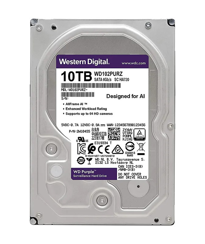 WD102PURZ - Western Digital 10TB SATA 7200RPM 3.5" Surveillance HDD