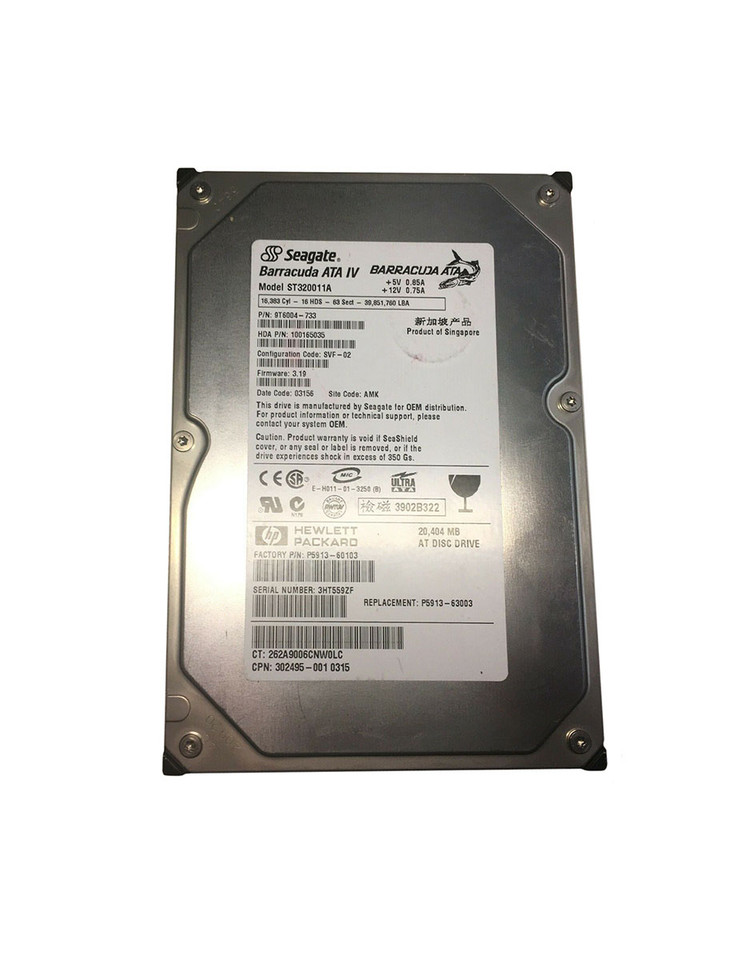 P5913-60103 - HP 20GB 7200RPM IDE Ultra ATA-100 3.5" HDD