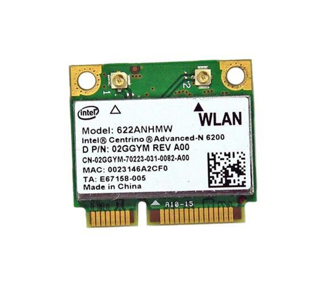 02GGYM - Dell 6200 Draft N 802.11a/b/g/n PCIe Half-Height Wireless Card
