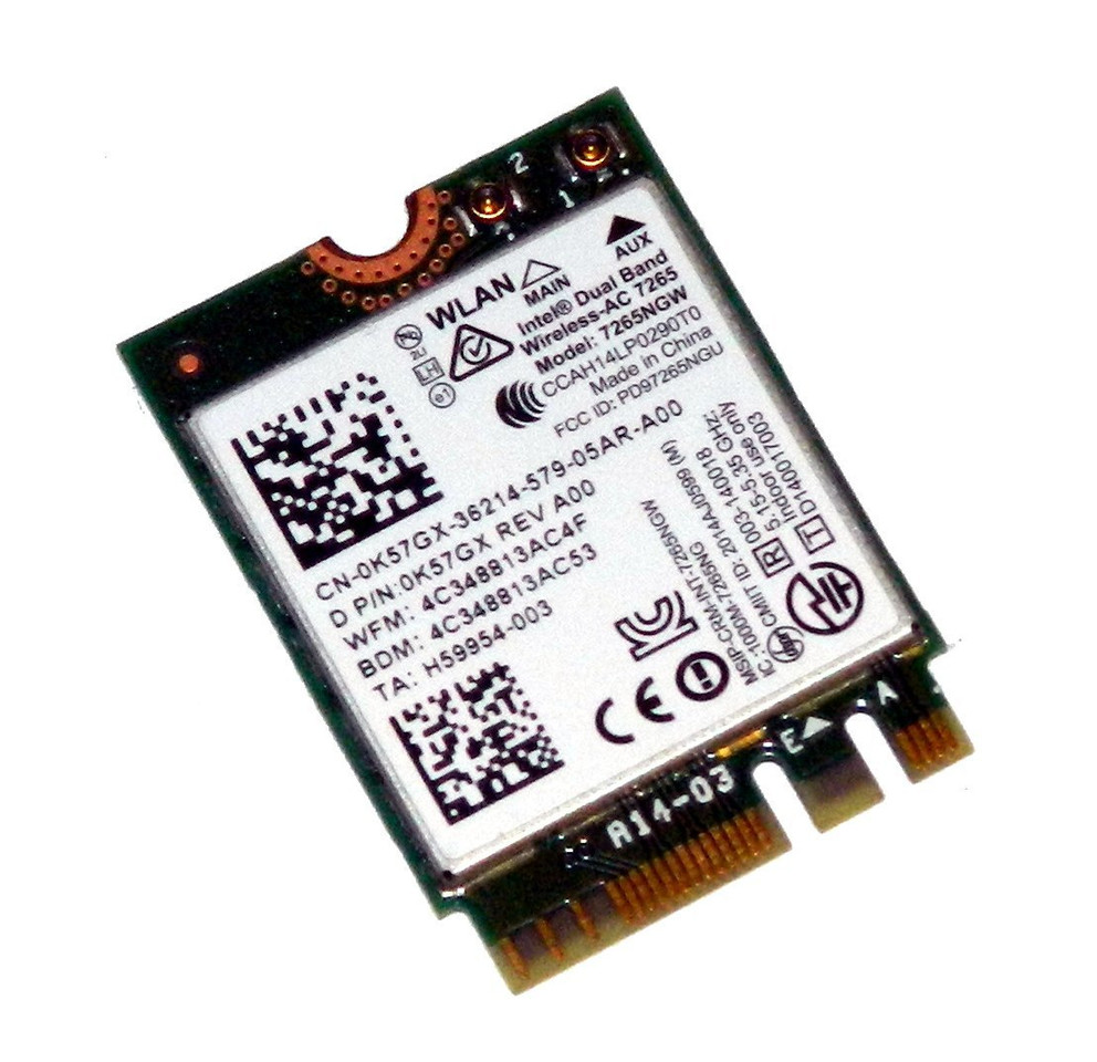 0K57GX - Dell Wireless-AC 7265 Dual Band 802.11 WiFi Card