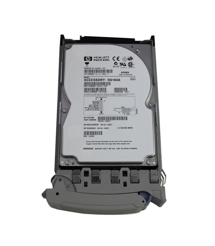 d6104-63001 - HP 4.3GB 7200RPM Ultra-2 SCSI 80-Pin 3.5" HDD