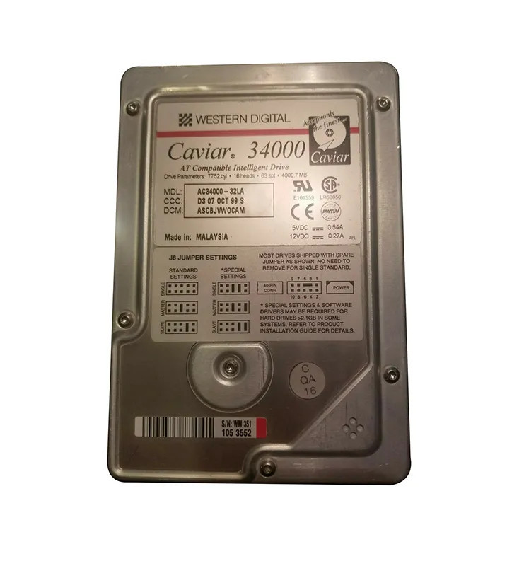 AC3400032LA - Western Digital 4GB 5200RPM IDE ATA/33 3.5" HDD