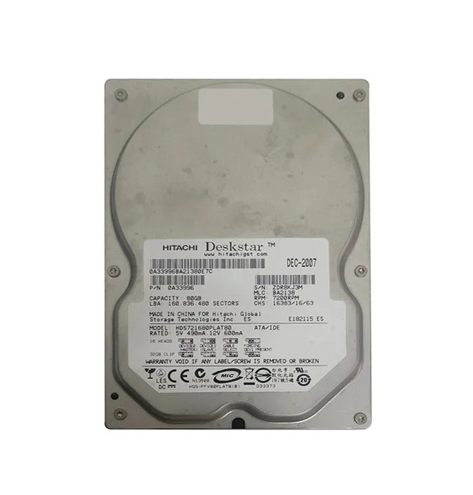 0A33996 - Hitachi 80GB 7200RPM IDE ATA-133 8MB 3.5" HDD