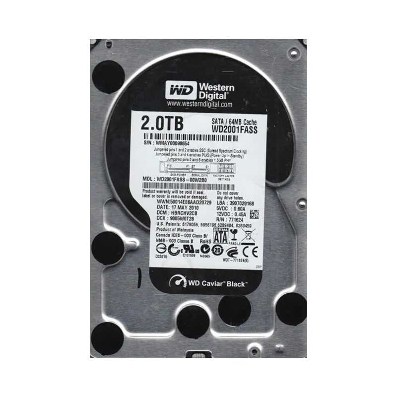 WD2001FASS-00W2B0 - Western Digital 2TB 7200RPM SATA 64MB 3.5" HDD