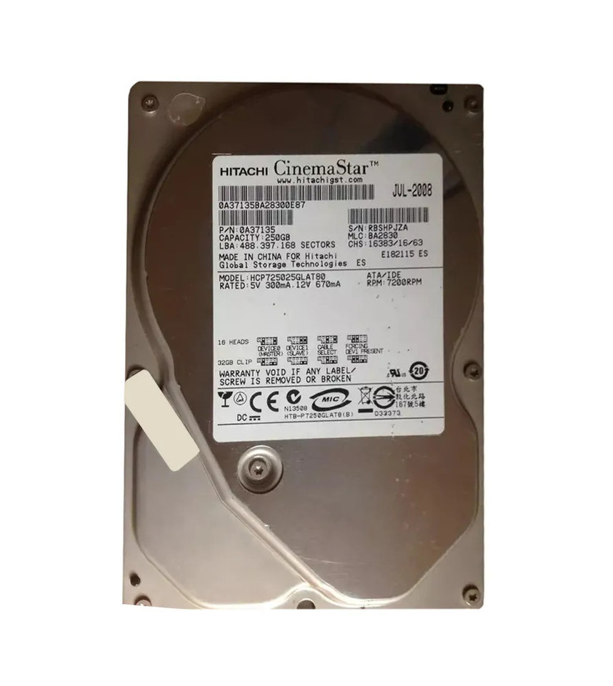 0A37135 - Hitachi 250GB 7200RPM IDE 3.5" HDD
