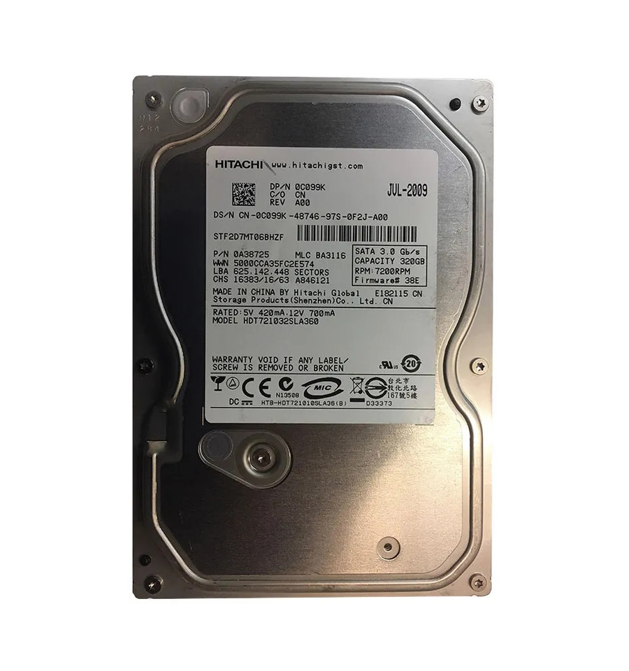 0A38725 - Hitachi 320GB 7200RPM SATA 3Gb/s 3.5" HDD