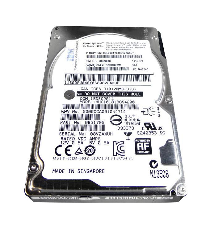 0B31795 - IBM 1.8TB 10520RPM SAS 12Gb/s 2.5" HDD