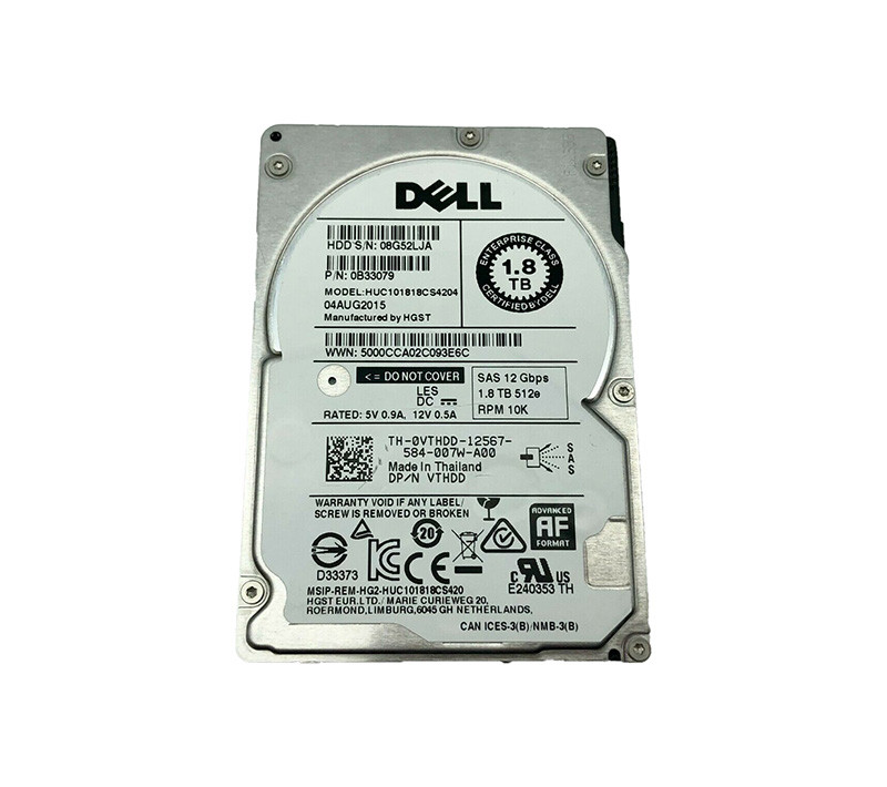 0B33079 - HGST 1.8TB 10520RPM SAS 12Gb/s 2.5" HDD