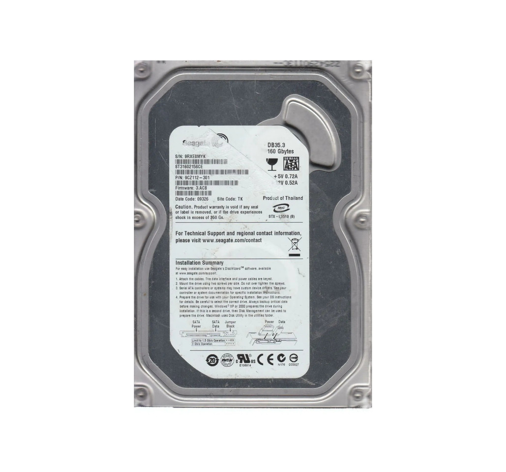 9CZ112-301 - Seagate 160GB 7200RPM SATA 3Gb/s 3.5" HDD