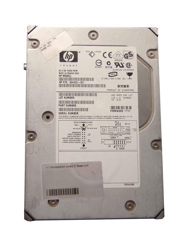 364322-001 - HP 36.4GB 15000RPM Ultra320 SCSI 3.5" HDD