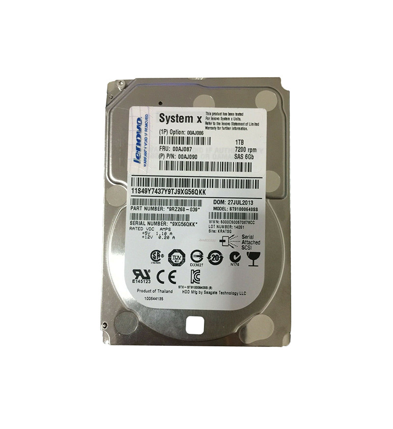 00AJ086 - IBM 1TB 7200RPM SAS 6Gb/s 2.5" Hot-Swap HDD