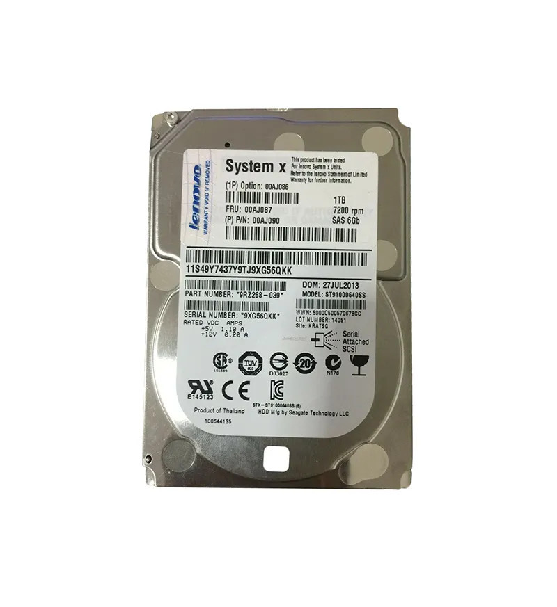 00AJ087 - IBM 1TB 7200RPM SAS 6Gb/s 2.5" Hot Swap HDD