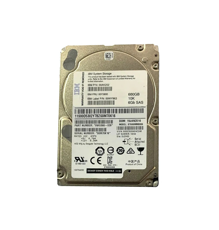 00AK202 - IBM 600GB 10000RPM SAS 6Gb/s 2.5" HDD