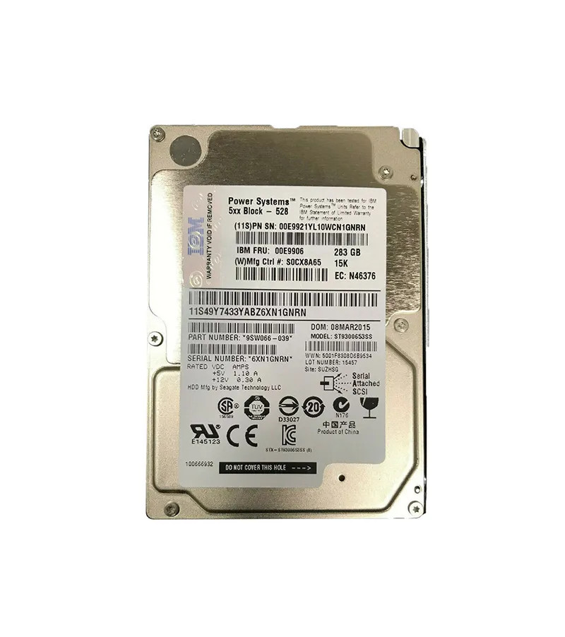 00E9906 - IBM 283GB 15000RPM SAS 6Gb/s 2.5" HDD