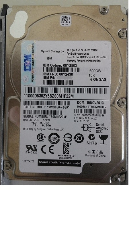 00Y2430 - IBM 600GB 10K RPM SAS 6Gb/s 2.5" HDD