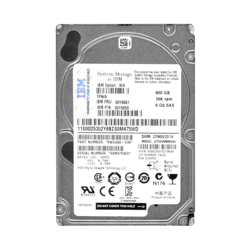 00Y8859 - IBM 600GB 10K RPM SAS 6Gb 2.5" HDD