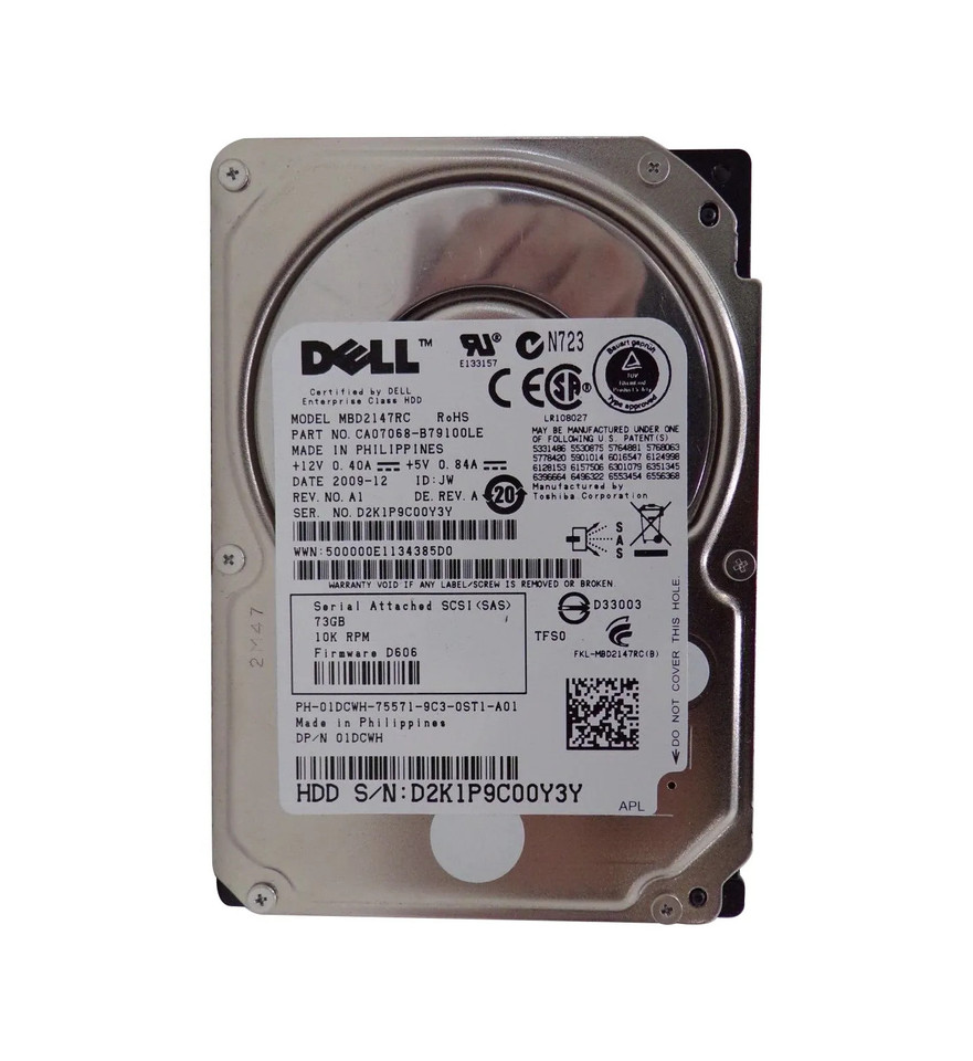 01DCWH - Dell 73GB 10K RPM SAS 3Gb/s 2.5" HDD