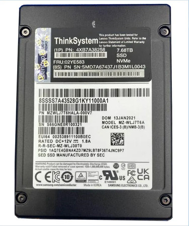 MZWLJ7T6HALA-000V7 - Lenovo 7.68TB PCIe 4.0 x4 2.5" SSD