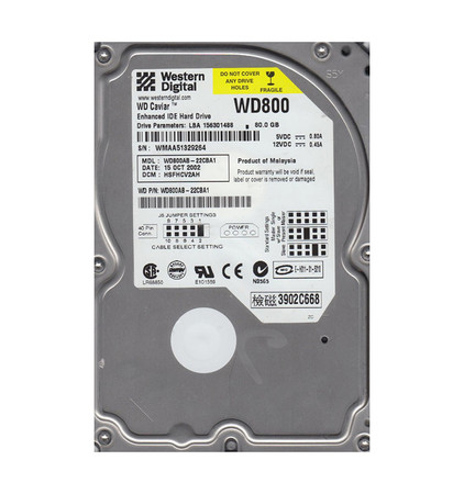 WD800AB-22CBA1 - WESTERN DIGITAL 80GB 7200RPM SATA 3.5" HDD