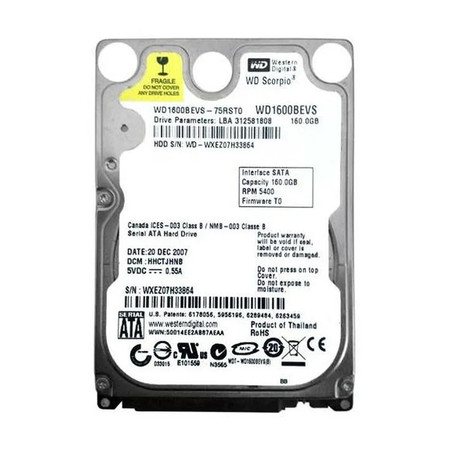WD1600BEVS - Western Digital 160GB 5400RPM SATA 2.5-Inch HDD