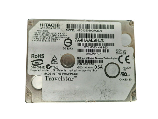 08K1537 - Hitachi 30GB 4200RPM 1.8" IDE ATA-100 HDD