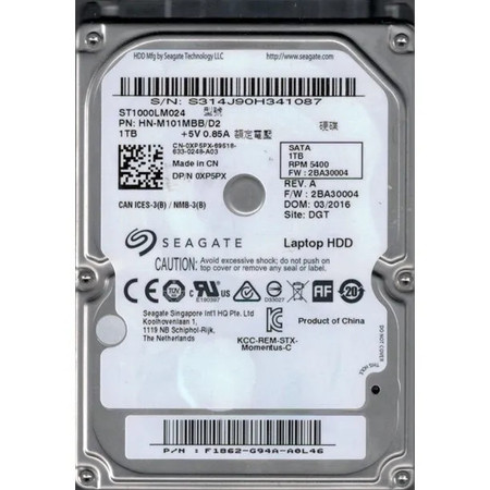 HN-M101MBB/D2 - Seagate 1TB 5400RPM SATA 2.5" HDD