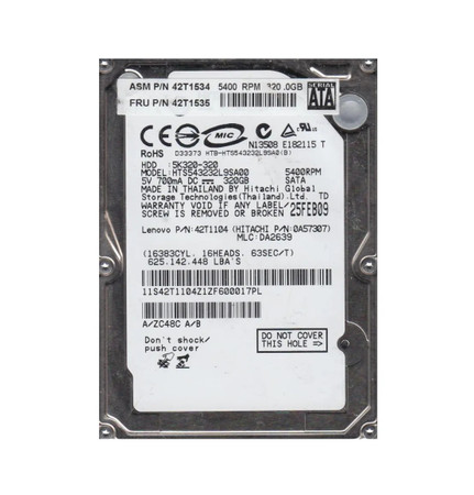 HTS543232L9SA00 - Hitachi 320GB 5400RPM SATA 8MB 2.5" HDD