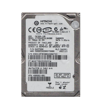 HTS543212L9A300 - Hitachi 120GB 5400RPM SATA 2.5" HDD