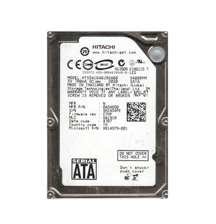 0A54850 - Hitachi 80GB 5400RPM SATA 8MB 2.5" HDD