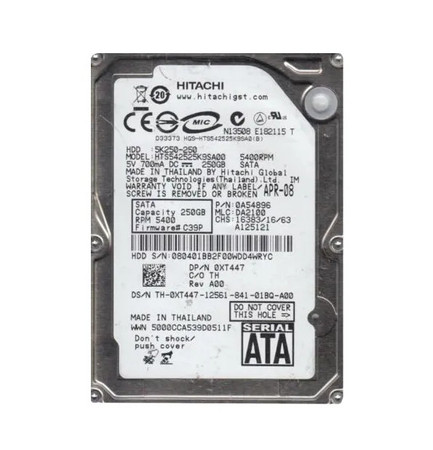 0A54896 - Hitachi 250GB 5400RPM SATA 2.5" HDD