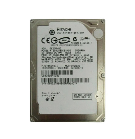0A54971 - Hitachi 80GB 5400RPM SATA 8MB 2.5" HDD