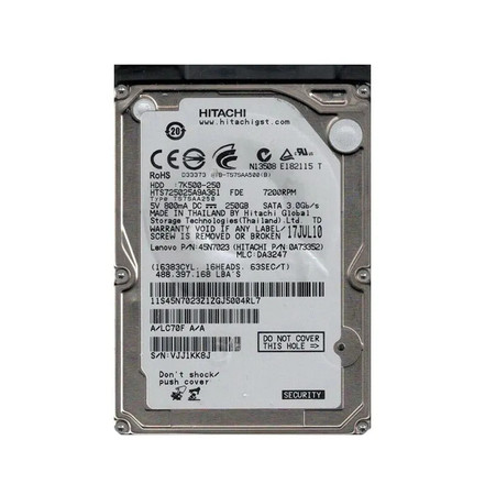 0A73352 - Hitachi 250GB 7200RPM SATA 3Gb/s 2.5" HDD