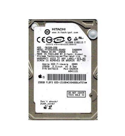 0A74215 - Hitachi 250GB 5400RPM SATA 8MB 2.5" HDD