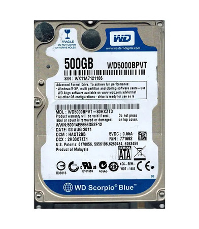 WD5000BPVT-80HXZT3 - Western Digital 500GB 5400RPM SATA 8MB 2.5" HDD