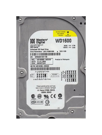 WD1600BB-50DWA0 - Western Digital 160GB 7200RPM EIDE 3.5" HDD