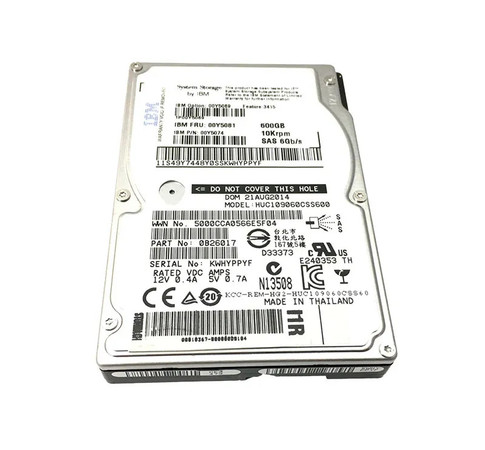00Y5074 - IBM 600GB 10K RPM SAS 6Gb/s 2.5" HDD