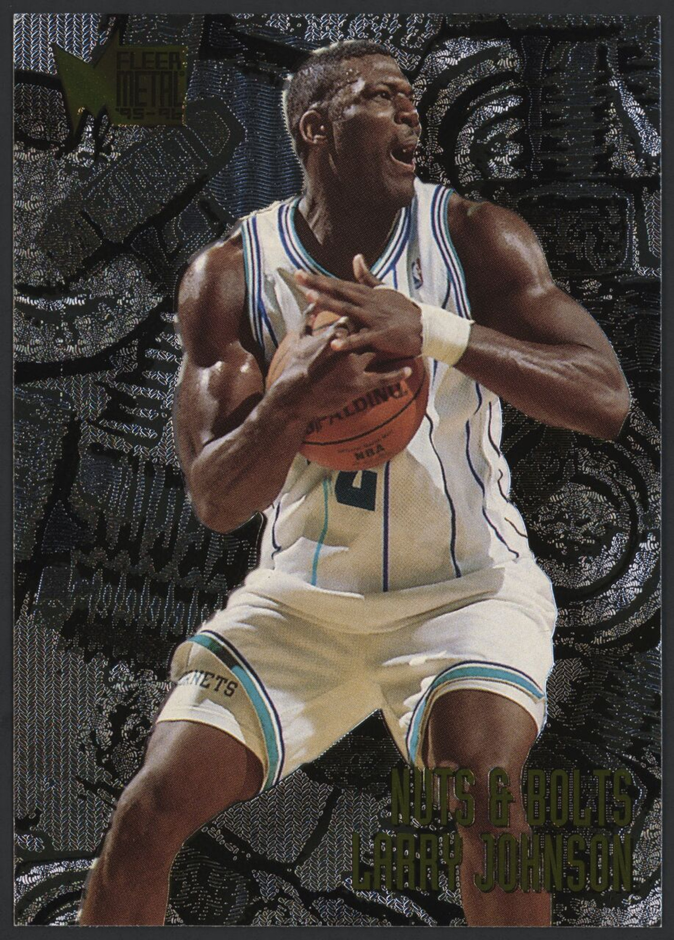 1995-96 Fleer Metal #211 Larry Johnson Hornets EX